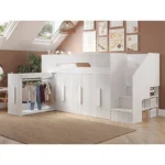 Alexis Mid Sleeper with 4 Pull-Out Wardrobes Ribbed