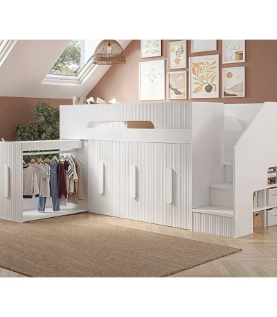 Alexis Mid Sleeper with 4 Pull-Out Wardrobes Ribbed