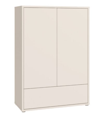 Alice Springs 2 Door Low Wardrobe with Push-to-Open Doors and Drawer in Sand