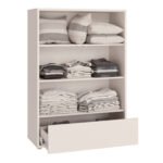Alice Springs 2 Door Low Wardrobe with Push-to-Open Doors and Drawer in Sand