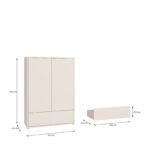 Alice Springs 2 Door Low Wardrobe with Push-to-Open Doors and Drawer in Sand
