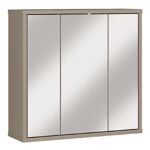 Alice Springs Hanging Mirror Cupboard with 3 Doors Push-to-Open in Taupe