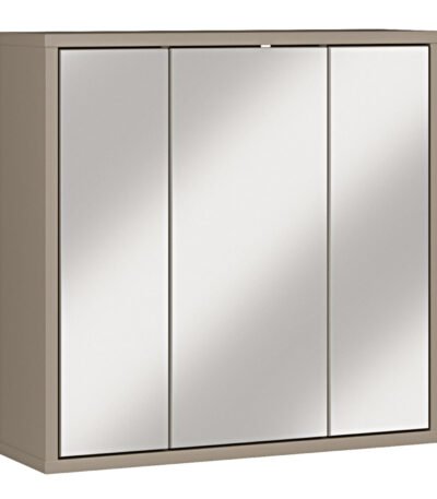 Alice Springs Hanging Mirror Cupboard with 3 Doors Push-to-Open in Taupe