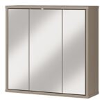 Alice Springs Hanging Mirror Cupboard with 3 Doors Push-to-Open in Taupe