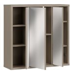 Alice Springs Hanging Mirror Cupboard with 3 Doors Push-to-Open in Taupe