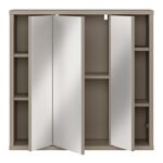 Alice Springs Hanging Mirror Cupboard with 3 Doors Push-to-Open in Taupe