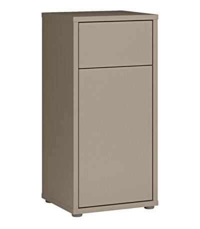 Alice Springs Low Bathroom Storage Cabinet with 1 Door Push-to-Open & 1 Drawer Push-to-Open in Taupe