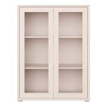 Alice Springs Low Glass Fronted Cabinet with 2 Push-to-Open Doors in Sand