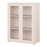 Alice Springs Low Glass Fronted Cabinet with 2 Push-to-Open Doors in Sand
