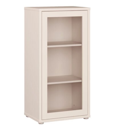 Alice Springs Low Glass Fronted Cabinet with Push-to-Open Door in Sand