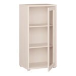 Alice Springs Low Glass Fronted Cabinet with Push-to-Open Door in Sand