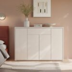 Alice Springs Shoe Cabinet with 4 Doors Push-to-Open & 1 Drawer Push-to-Open in Sand