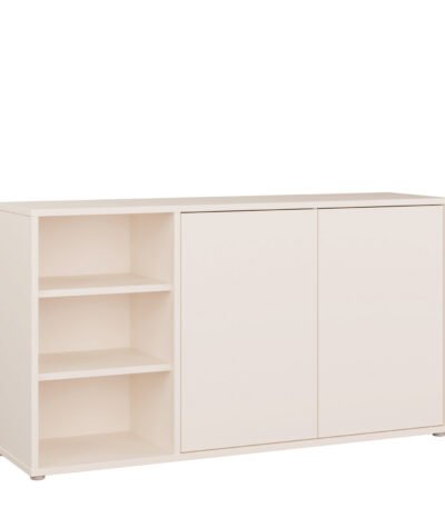 Alice Springs Sideboard with Open Shelving & Push-to-Open Doors in Sand