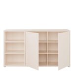 Alice Springs Sideboard with Open Shelving & Push-to-Open Doors in Sand