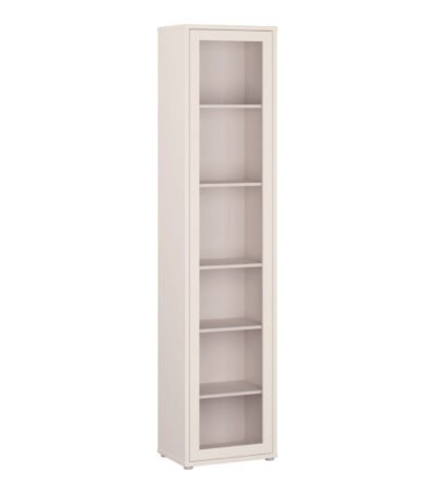 Alice Springs Slim Tall Display Cabinet with 1 Glass Door Push-to-Open & 5 Shelves in Sand
