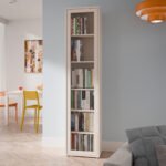 Alice Springs Slim Tall Display Cabinet with 1 Glass Door Push-to-Open & 5 Shelves in Sand