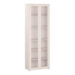 Alice Springs Slim Tall Display Cabinet with 2 Glass Doors Push-to-Open & 5 Shelves in Sand