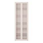 Alice Springs Slim Tall Display Cabinet with 2 Glass Doors Push-to-Open & 5 Shelves in Sand
