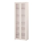 Alice Springs Slim Tall Display Cabinet with 2 Glass Doors Push-to-Open & 5 Shelves in Sand