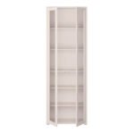 Alice Springs Slim Tall Display Cabinet with 2 Glass Doors Push-to-Open & 5 Shelves in Sand