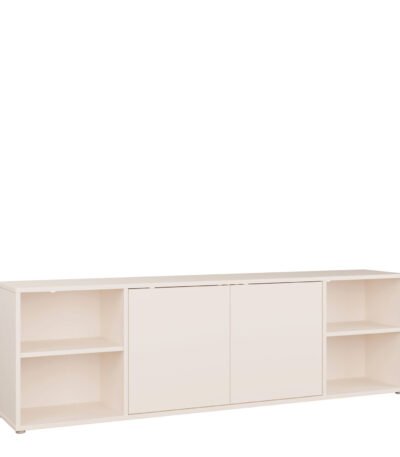 Alice Springs Wide TV Cabinet with 2 Doors Push-to-Open & 2 Open Shelves in Sand