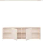 Alice Springs Wide TV Cabinet with 2 Doors Push-to-Open & 2 Open Shelves in Sand