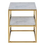 Alisma Bedside Table with White Marble Glass & Gold Base