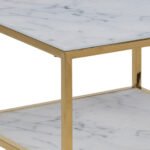 Alisma Bedside Table with White Marble Glass & Gold Base
