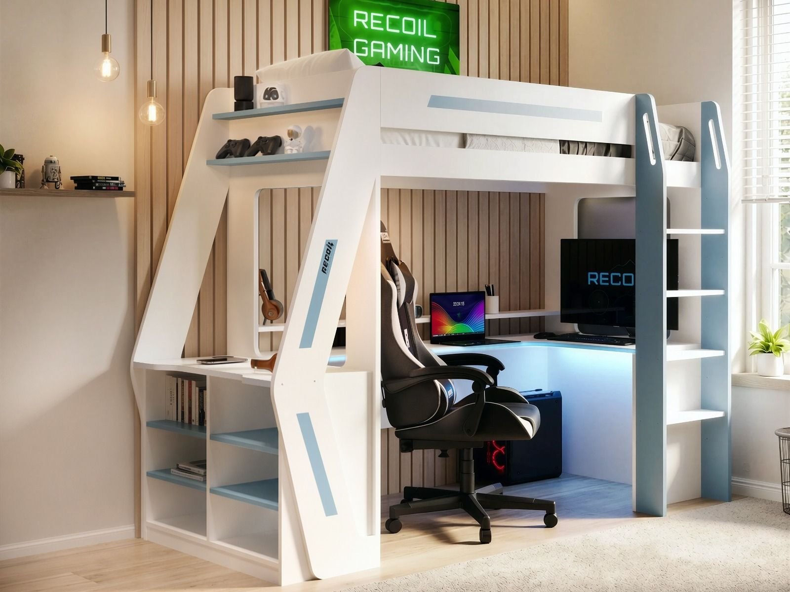 alister-gaming-high-sleeper-with-desk-and-storage-1 Alister Gaming High Sleeper with Desk & Storage - Image 1