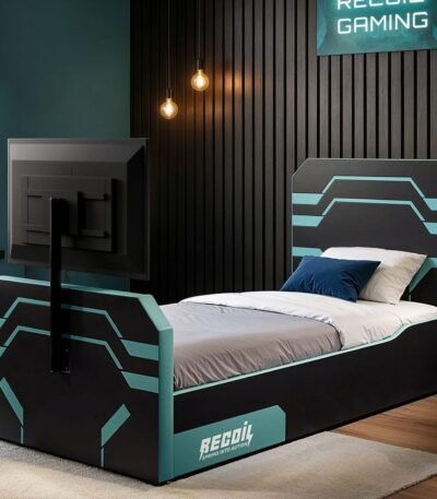 Alister Side Lift TV Ottoman Bed Black & Blue