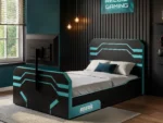 Alister Side Lift TV Ottoman Bed Black & Blue