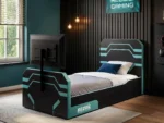 Alister Side Lift TV Ottoman Bed Black & Blue