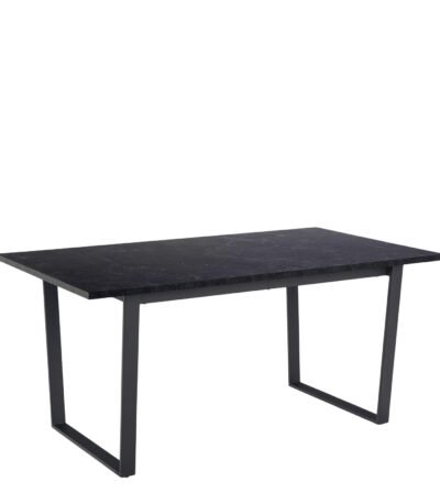 Amble Dining Table with Black Marble Melamine Top & Black Legs