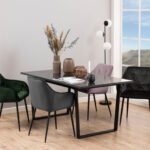 Amble Dining Table with Black Marble Melamine Top & Black Legs