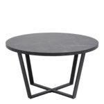 Amble Round Coffee Table with Black Marble Melamine Top & Black Legs