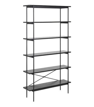 Angus Bookcase with 5 Shelves in Black