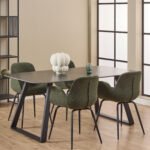 Antalya Dining Table with Black Ceramic Top & Black Metal Base