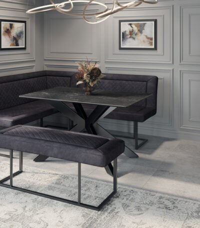 Apollo Black Velvet Corner Bench Set - Left Hand