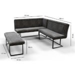 Apollo Black Velvet Corner Bench Set - Left Hand