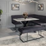 Apollo Black Velvet Corner Bench Set - Right Hand
