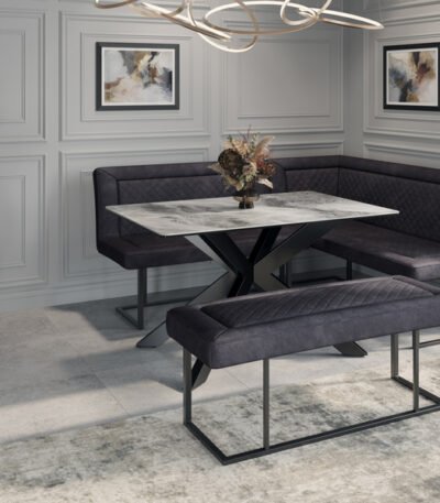 Apollo Black Velvet Corner Bench Set - Right Hand