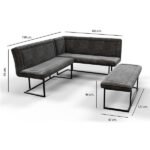Apollo Black Velvet Corner Bench Set - Right Hand