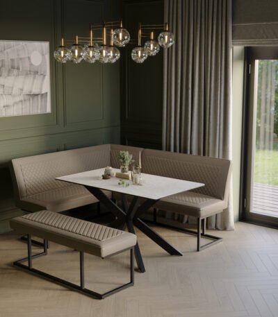 Apollo Taupe Corner Bench Set - Left Hand