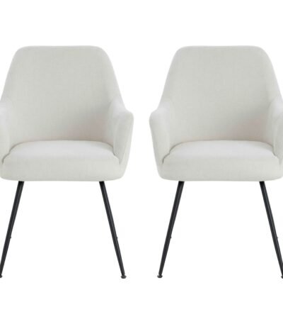 Arran Set of 2 Light Beige Textured Fabric Dining Chairs with Arms