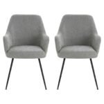 Arran Set of 2 Light Grey Textured Fabric Dining Chairs with Arms