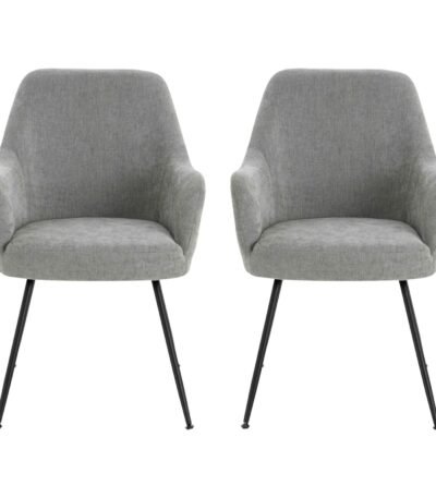 Arran Set of 2 Light Grey Textured Fabric Dining Chairs with Arms