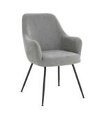 Arran Set of 2 Light Grey Textured Fabric Dining Chairs with Arms