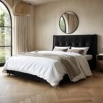 Artemis Kingsize Ottoman Bed with Cushioned Button Headboard Black Velvet