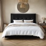 Artemis Kingsize Ottoman Bed with Cushioned Button Headboard Black Velvet - Image 3