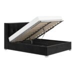 Artemis Kingsize Ottoman Bed with Cushioned Button Headboard Black Velvet - Image 4